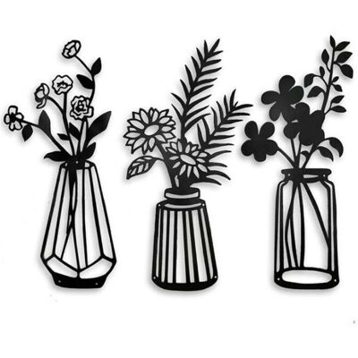 BRINSEA Décoration Murale De Fleurs En Métal 3 Pièces, Sculpture Murale De Fleurs De Vase En Métal, Art De Décoration Murale En Métal Noir Pour Salon Salle De Bain Chambre À Coucher, Art Mural Noir Pour Cuisi - Publicité BRINSEA Décoration Murale De Fleurs En Métal 3 Pièces, Sculpture Murale De Fleurs De Vase En Métal, Art De Décoration Murale En Métal Noir Pour Salon Salle De Bain Chambre À Coucher, Art Mural Noir Pour Cuisi - Publicité