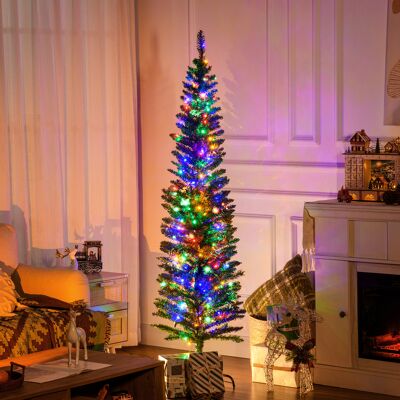SANMINE HABITAT Sapin De Noël Artificiel Lumineux En Forme De Crayon 180 Cm 150 Lumières Multicolores 390 Branches Base En Acier Vert - Publicité SANMINE HABITAT Sapin De Noël Artificiel Lumineux En Forme De Crayon 180 Cm 150 Lumières Multicolores 390 Branches Base En Acier Vert - Publicité