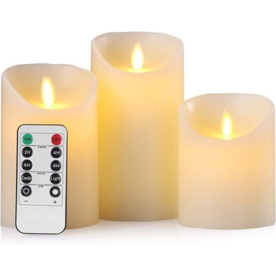 OEM Lot De 3 Bougies Sans Flamme À Led Électriques En Cire Véritable Avec Télécommande Et Minuterie 24 Heures,piles Non Incluses-dou - Publicité OEM Lot De 3 Bougies Sans Flamme À Led Électriques En Cire Véritable Avec Télécommande Et Minuterie 24 Heures,piles Non Incluses-dou - Publicité