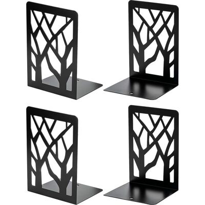 Vision Serre-livres En Métal Robuste, Motif Arbre, Pour Livres Et Cd, Décoratif Pour La Maison, 12 X 9 X 17,5 Cm, Noir, 2 Paires/4 Pièces - Publicité Vision Serre-livres En Métal Robuste, Motif Arbre, Pour Livres Et Cd, Décoratif Pour La Maison, 12 X 9 X 17,5 Cm, Noir, 2 Paires/4 Pièces - Publicité