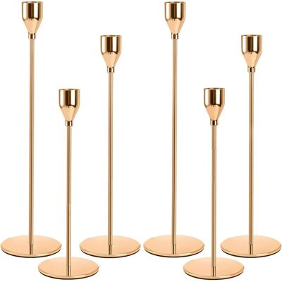 Generic Lot De 6 Bougeoirs En Or Pour Bougies Coniques,support Décoratif En Métal Pour Mariage, Dîner, Fête, Décoration De La Maison - Publicité Generic Lot De 6 Bougeoirs En Or Pour Bougies Coniques,support Décoratif En Métal Pour Mariage, Dîner, Fête, Décoration De La Maison - Publicité