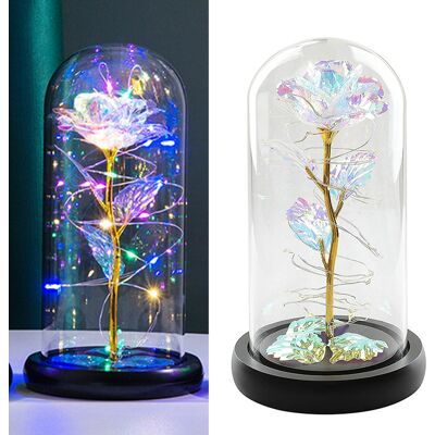 MCKENSA Rose Lumineuse Led Sous Verre, Rose Éternelle En Feuille D'Aluminium, Cadeau Idéal Pour La Saint-valentin, Noël Et La Fête Des Mères, Couleur Or. Publicité MCKENSA Rose Lumineuse Led Sous Verre, Rose Éternelle En Feuille D'Aluminium, Cadeau Idéal Pour La Saint-valentin, Noël Et La Fête Des Mères, Couleur Or. Publicité