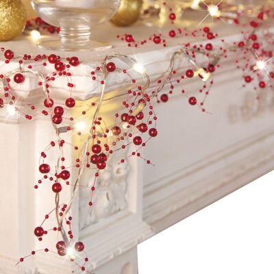 ALVIOR Guirlande Lumineuse De Noël - Baies Acryliques - Fil De Cuivre Souple - Fonctionne Sur Piles Aa - 305 Cm - Rouge - Publicité ALVIOR Guirlande Lumineuse De Noël - Baies Acryliques - Fil De Cuivre Souple - Fonctionne Sur Piles Aa - 305 Cm - Rouge - Publicité
