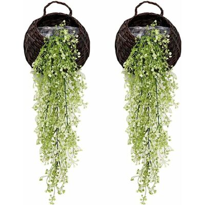URSUS Lot De 2 Plante Fleurie Artificielle, Lierre Vigne Plante Artificielle Intérieur Exterieur Fleur Artificielles Pour Décoration Murale Et Jardin-85cm(vert Blanc) - Publicité URSUS Lot De 2 Plante Fleurie Artificielle, Lierre Vigne Plante Artificielle Intérieur Exterieur Fleur Artificielles Pour Décoration Murale Et Jardin-85cm(vert Blanc) - Publicité