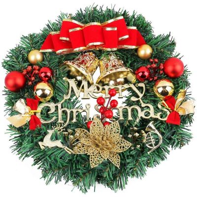 FLAMMKRAFT Couronne De Noël En Plastique Pour Porte D'Entrée, Décoration De Sapin Avec Boules, Ornement Pour Cheminée. Publicité FLAMMKRAFT Couronne De Noël En Plastique Pour Porte D'Entrée, Décoration De Sapin Avec Boules, Ornement Pour Cheminée. Publicité