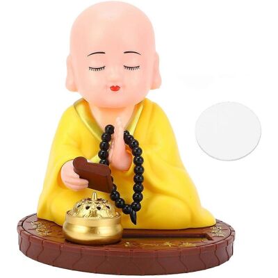 FLAMMKRAFT Figurine De Petit Moine Solaire À Hochement Automatique, Pour Bureau, Tableau De Bord De Voiture, Jaune - Publicité FLAMMKRAFT Figurine De Petit Moine Solaire À Hochement Automatique, Pour Bureau, Tableau De Bord De Voiture, Jaune - Publicité