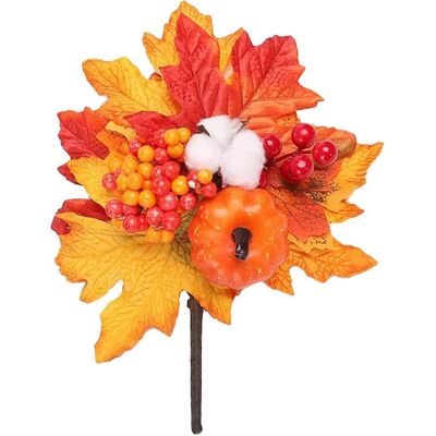 LEDE Ensemble De 3 Branches De Citrouille Artificielles En Forme De Branches D'Érable Et De Baies De Coton Pour Halloween - Publicité LEDE Ensemble De 3 Branches De Citrouille Artificielles En Forme De Branches D'Érable Et De Baies De Coton Pour Halloween - Publicité