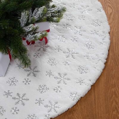 SANS MARQUE 122cm Jupe De Sapin De Noël, Tapis Sapin Noël Blanc Rond, Douce Tapis De Sapin De Noel Avec Argent Flocons De Neige, Décorations D'Arbre De Noël Tapis, - Publicité SANS MARQUE 122cm Jupe De Sapin De Noël, Tapis Sapin Noël Blanc Rond, Douce Tapis De Sapin De Noel Avec Argent Flocons De Neige, Décorations D'Arbre De Noël Tapis, - Publicité