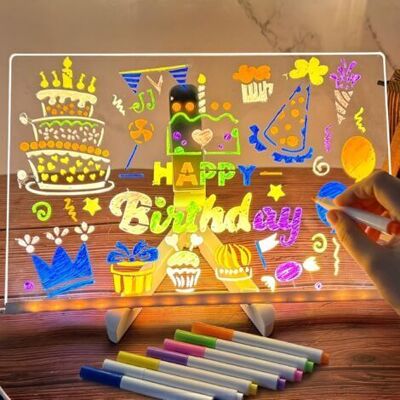 SCORPIO Tableau Acrylique Lumineux Led 30x20cm – Essuyable Avec Autocollants De Transfert – Support Réglable – Idéal Pour Décoration Créative - Fille-2030cm - Publicité SCORPIO Tableau Acrylique Lumineux Led 30x20cm – Essuyable Avec Autocollants De Transfert – Support Réglable – Idéal Pour Décoration Créative - Fille-2030cm - Publicité