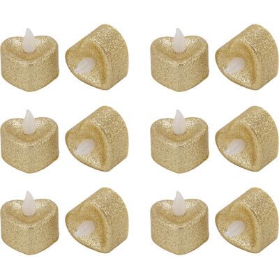 HEAT Lot De 12 Bougies Led Dorées En Forme De Cœur, Idéales Pour Décorer Une Chambre Secrète Lors D'Une Fête De Noël Ou D'Un Mariage. Publicité HEAT Lot De 12 Bougies Led Dorées En Forme De Cœur, Idéales Pour Décorer Une Chambre Secrète Lors D'Une Fête De Noël Ou D'Un Mariage. Publicité