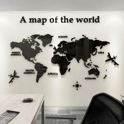 OEM 3d Art Carte Du Monde Muraux Sticker Murale Wall Décoration Décor Stickers Sticker Autocollant Murale Muraux Wall Diy Acrylique (noir, 120 60cm)-dou - Publicité OEM 3d Art Carte Du Monde Muraux Sticker Murale Wall Décoration Décor Stickers Sticker Autocollant Murale Muraux Wall Diy Acrylique (noir, 120 60cm)-dou - Publicité