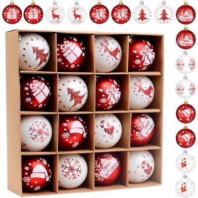 SANS MARQUE Lot De 16 Boules De Noël En Plastique - Décoration De Noël - Boules De Sapin De Noël Avec Cordon - Rouge Et Blanc - Décoration De Noël - Décoration De Noël Extérieure Et Intérieure (b) - Publicité SANS MARQUE Lot De 16 Boules De Noël En Plastique - Décoration De Noël - Boules De Sapin De Noël Avec Cordon - Rouge Et Blanc - Décoration De Noël - Décoration De Noël Extérieure Et Intérieure (b) - Publicité