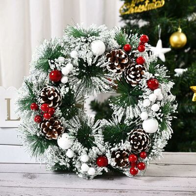 Melissa Guirlande De Noël, Décoration Murale De Vitrine À Suspendre Pour Porte D'Hiver 12,6" Avec Pommes De Pin, Grappes De Baies - Publicité Melissa Guirlande De Noël, Décoration Murale De Vitrine À Suspendre Pour Porte D'Hiver 12,6" Avec Pommes De Pin, Grappes De Baies - Publicité