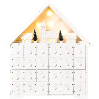 HEAT Calendrier De L'Avent En Bois À Remplir, Avec 24 Tiroirs Et Village De Noël Décoré De Sapins Et De Lumières, 39 X 9 X 42 Cm - Publicité HEAT Calendrier De L'Avent En Bois À Remplir, Avec 24 Tiroirs Et Village De Noël Décoré De Sapins Et De Lumières, 39 X 9 X 42 Cm - Publicité