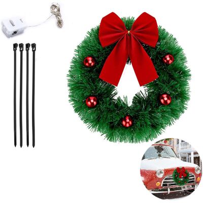 PELTOR Jeffergarden Couronne De Noël Lumineuse Pour Voiture, Ornée De Nœuds Rouges Et De Lumières Led, Pour Les Décorations De Fêtes. Publicité PELTOR Jeffergarden Couronne De Noël Lumineuse Pour Voiture, Ornée De Nœuds Rouges Et De Lumières Led, Pour Les Décorations De Fêtes. Publicité