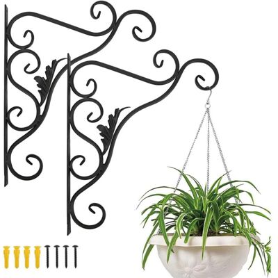 URSUS Support Plante Mural Balcon, Lot De 2 Rétro Européen Forme De Feuille, Crochet De Suspension En Fer Forgé, Pour Lanternes À Paniers Avec Vis, Décor Extérieur Pour Balcon De Jardin - Noir Peint - Publicité URSUS Support Plante Mural Balcon, Lot De 2 Rétro Européen Forme De Feuille, Crochet De Suspension En Fer Forgé, Pour Lanternes À Paniers Avec Vis, Décor Extérieur Pour Balcon De Jardin - Noir Peint - Publicité