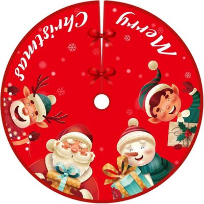 FOGSHIELD Jupe De Sapin De Noël, Ornements De Jupe De Sapin Rustique, Tapis De Jupe De Sapin De Noël Rouge Avec Motif De Cerf, Bonhomme De Neige, Père Noël Pour Décorations De Fête De Vacances, Rouge - Publicité FOGSHIELD Jupe De Sapin De Noël, Ornements De Jupe De Sapin Rustique, Tapis De Jupe De Sapin De Noël Rouge Avec Motif De Cerf, Bonhomme De Neige, Père Noël Pour Décorations De Fête De Vacances, Rouge - Publicité
