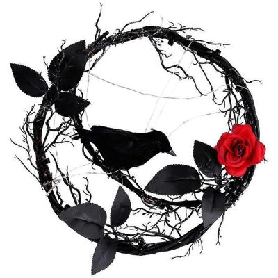 RDTD Décorations Lumineuses À Suspendre Pour Porte, Motif Corbeau Et Rose, Idéales Pour Halloween. Publicité RDTD Décorations Lumineuses À Suspendre Pour Porte, Motif Corbeau Et Rose, Idéales Pour Halloween. Publicité