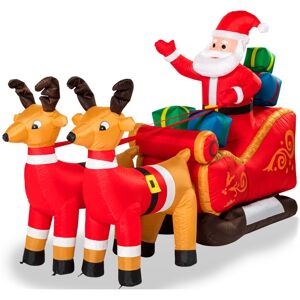 monzana Père Noël gonflable avec traîneau et rennes décoration 240x92x155