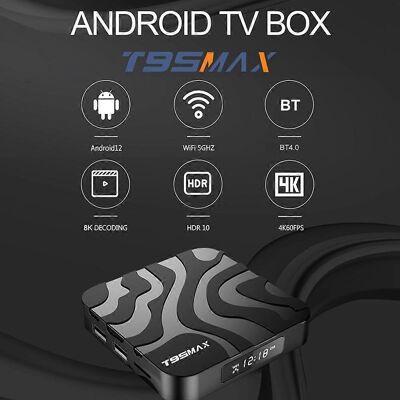 FLAMMKRAFT Boîtier Tv Android 12.0 T95max-h618 Quadcore-a53 Smart Tv Box 2.4g/5g Dual Wifi 8k Streaming Media Player - Publicité FLAMMKRAFT Boîtier Tv Android 12.0 T95max-h618 Quadcore-a53 Smart Tv Box 2.4g/5g Dual Wifi 8k Streaming Media Player - Publicité