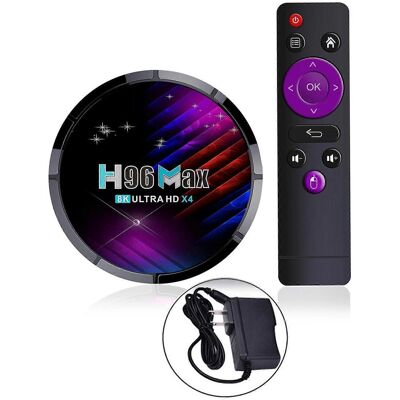 ZEVE Boîtier Tv Intelligent H96 Max 8k, Lecteur Multimédia Wi-fi Double Bande, Puce S905x4, Décodeur Tv, Prise B-us, 2g/16g - Publicité ZEVE Boîtier Tv Intelligent H96 Max 8k, Lecteur Multimédia Wi-fi Double Bande, Puce S905x4, Décodeur Tv, Prise B-us, 2g/16g - Publicité