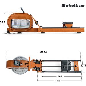 L&H-CFCAHL Rameur à eau Écran lcd, siège ergonomique, support pour pad ou téléphone portable Rameur en bois véritable pour la maison Jusqu'à 150 kg - Publicité