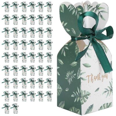 LAVVE 50 Boîtes À Dragées Pour Mariage, Emballage Cadeau Pour Invités, Boîtes Cadeaux D'Anniversaire Avec Ruban Et Feuilles Vertes - Publicité LAVVE 50 Boîtes À Dragées Pour Mariage, Emballage Cadeau Pour Invités, Boîtes Cadeaux D'Anniversaire Avec Ruban Et Feuilles Vertes - Publicité