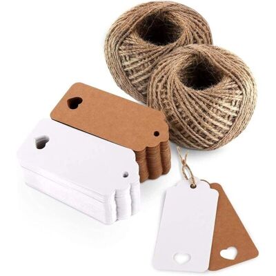 BRAST 100 Étiquettes En Papier Kraft Avec De Jute 30m Pour Cadeaux De Mariage, Noël, Fête, Décoration - Publicité BRAST 100 Étiquettes En Papier Kraft Avec De Jute 30m Pour Cadeaux De Mariage, Noël, Fête, Décoration - Publicité