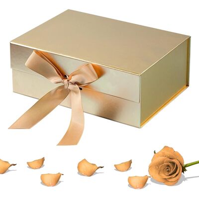 OEM Coffret Cadeau 22 X 16 X 8,5 Cm, Coffret Cadeau Avec Couvercle, Fermeture Magnétique Et Ruban Cadeau Pour Mariages, Anniversaires, Fêtes (doré) - Publicité OEM Coffret Cadeau 22 X 16 X 8,5 Cm, Coffret Cadeau Avec Couvercle, Fermeture Magnétique Et Ruban Cadeau Pour Mariages, Anniversaires, Fêtes (doré) - Publicité