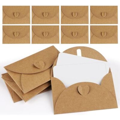 OEM Royaluxe-25 Mini Enveloppes Avec Cartes – Papier Cartonné Vintage Kraft, Fermeture Cœur, Cartes Vierges, 10,3x7 Cm, Pour Cartes Cadeaux Remerciements - Publicité OEM Royaluxe-25 Mini Enveloppes Avec Cartes – Papier Cartonné Vintage Kraft, Fermeture Cœur, Cartes Vierges, 10,3x7 Cm, Pour Cartes Cadeaux Remerciements - Publicité