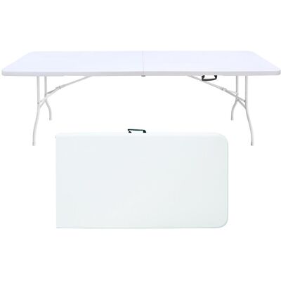 OEM 244cm Portable Heavy Duty Folding Table With Handle, Foldable Table, Multi-functional Fold Up Table For Camping Picnic Parties Indoor/outdoor, Capacity Weight 135kg (white) - Publicité OEM 244cm Portable Heavy Duty Folding Table With Handle, Foldable Table, Multi-functional Fold Up Table For Camping Picnic Parties Indoor/outdoor, Capacity Weight 135kg (white) - Publicité