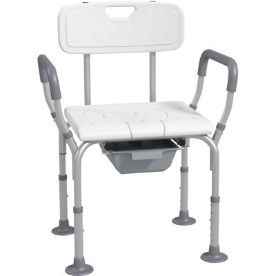 FLAMMKRAFT Chaise De Douche Percée Réglable, Siège Wc Avec Seau, Pieds Antidérapants, Charge Max 136 Kg, Aluminium Hdpe Blanc, Confort Et Sécurité Élevés. Publicité FLAMMKRAFT Chaise De Douche Percée Réglable, Siège Wc Avec Seau, Pieds Antidérapants, Charge Max 136 Kg, Aluminium Hdpe Blanc, Confort Et Sécurité Élevés. Publicité