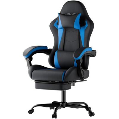 OEM Chaise De Jeu Ergonomique Avec Soutien Lombaire Et Appui-tête, Réglable En Hauteur, Pour Adultes, Filles Et Garçons, Noir/bleu - Publicité OEM Chaise De Jeu Ergonomique Avec Soutien Lombaire Et Appui-tête, Réglable En Hauteur, Pour Adultes, Filles Et Garçons, Noir/bleu - Publicité