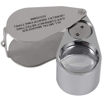 PELTOR 1 Pièce,loupe Pliable En Métal À Grossissement 40x Avec Led - Publicité PELTOR 1 Pièce,loupe Pliable En Métal À Grossissement 40x Avec Led - Publicité