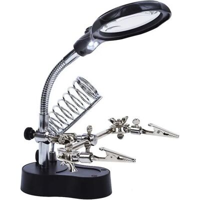 SCORPIO Troisième Main 3.5 X 12 X Loupe De Table Support 2 Leds Loupe Sur Pied Pour Ingénieur Électronique Cosmétologie Médical Horloger Montre Réparation - Publicité SCORPIO Troisième Main 3.5 X 12 X Loupe De Table Support 2 Leds Loupe Sur Pied Pour Ingénieur Électronique Cosmétologie Médical Horloger Montre Réparation - Publicité
