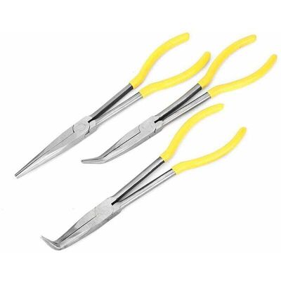 Melissa Houhence – Set De 3 Pinces À Bec Long 28 Cm En Acier Au Carbone – Droites, 45°, 90° – Poignées Vinyle Confort – Pour Zones Difficiles D'Accès - Publicité Melissa Houhence – Set De 3 Pinces À Bec Long 28 Cm En Acier Au Carbone – Droites, 45°, 90° – Poignées Vinyle Confort – Pour Zones Difficiles D'Accès - Publicité