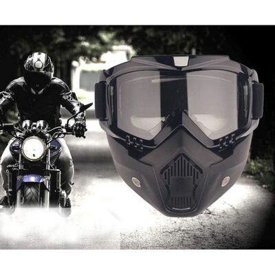 OEM Masque De Lunettes De Moto Avec Masque Amovible, Masque De Motocross Pour Motos Avec Lunettes Amovibles Et Filtre À Bouche Pour Casques Vintage (monture Noire, Verres Gris) - Publicité OEM Masque De Lunettes De Moto Avec Masque Amovible, Masque De Motocross Pour Motos Avec Lunettes Amovibles Et Filtre À Bouche Pour Casques Vintage (monture Noire, Verres Gris) - Publicité