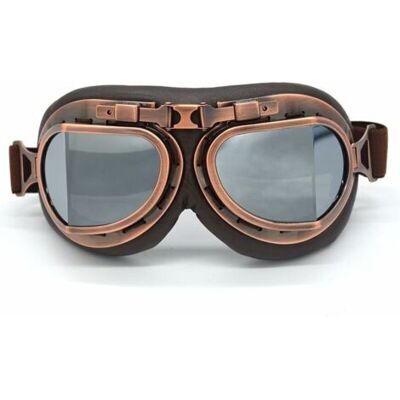 WEMAKMAK Lunettes De Motocross, Steampunk Vintage Aviateur Style Pilote Moto Cruiser Scooter Goggle Biker Racer Cruiser Touring Casque Demi Casque (copper, Argent) - Publicité WEMAKMAK Lunettes De Motocross, Steampunk Vintage Aviateur Style Pilote Moto Cruiser Scooter Goggle Biker Racer Cruiser Touring Casque Demi Casque (copper, Argent) - Publicité