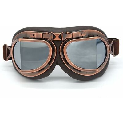 OEM Lunettes De Motocross, Steampunk Vintage Aviateur Style Pilote Moto Cruiser Scooter Goggle Biker Racer Cruiser Touring Casque Demi Casque (copper, Argent) - Publicité OEM Lunettes De Motocross, Steampunk Vintage Aviateur Style Pilote Moto Cruiser Scooter Goggle Biker Racer Cruiser Touring Casque Demi Casque (copper, Argent) - Publicité