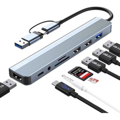 OEM Hub Usb C 3.0, Adaptateur Multiport Usb Hub 3.0 8 En 1 Avec Sd, Tf, U-s-b 3.0, U-s-b 2.0, Ports Audio 3,5 Mm, Hub Usbc Pour Macbook Air/pro, Galaxy, Ipad, Windows, Etc - Publicité OEM Hub Usb C 3.0, Adaptateur Multiport Usb Hub 3.0 8 En 1 Avec Sd, Tf, U-s-b 3.0, U-s-b 2.0, Ports Audio 3,5 Mm, Hub Usbc Pour Macbook Air/pro, Galaxy, Ipad, Windows, Etc - Publicité