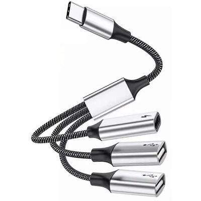 FLAMMKRAFT Hub Usb-c Ultra-rapide De 25 Cm Avec Ports Usb-c Et Usb 2.0 Et Alimentation 60 W - 1 Port Usb-c, 2 Ports Usb-c - Publicité FLAMMKRAFT Hub Usb-c Ultra-rapide De 25 Cm Avec Ports Usb-c Et Usb 2.0 Et Alimentation 60 W - 1 Port Usb-c, 2 Ports Usb-c - Publicité