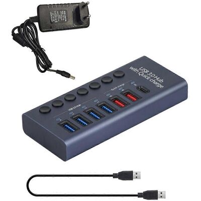 FLAMMKRAFT Hub Usb 7 Ports - Hub Usb 3.0 - Répartiteur En Aluminium - Adaptateur Secteur 12 V 3 A 36 W - Ue - Publicité FLAMMKRAFT Hub Usb 7 Ports - Hub Usb 3.0 - Répartiteur En Aluminium - Adaptateur Secteur 12 V 3 A 36 W - Ue - Publicité