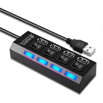 FLAMMKRAFT Hub Usb 2.0 À 4 Ports Avec Voyants Led, Multi-ports Usb Pour Pc Windows - Publicité FLAMMKRAFT Hub Usb 2.0 À 4 Ports Avec Voyants Led, Multi-ports Usb Pour Pc Windows - Publicité