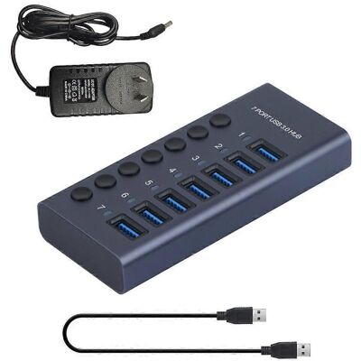 FLAMMKRAFT Hub Usb 3.0, Répartiteur Usb 7 Ports, Expandeur Usb 7 Ports, Adaptateur Secteur 12 V, 5 Gbit/s, Usb 3.0-au- - Publicité FLAMMKRAFT Hub Usb 3.0, Répartiteur Usb 7 Ports, Expandeur Usb 7 Ports, Adaptateur Secteur 12 V, 5 Gbit/s, Usb 3.0-au- - Publicité