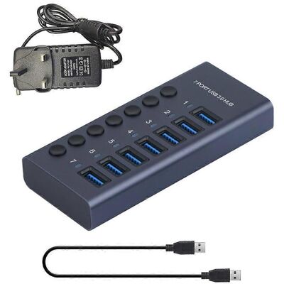 FLAMMKRAFT Hub Usb 3.0, Répartiteur Usb 7 Ports, Expandeur Usb 7 Ports, Adaptateur Secteur 12 V, 5 Gbit/s, Usb 3.0 - Royaume-uni - Publicité FLAMMKRAFT Hub Usb 3.0, Répartiteur Usb 7 Ports, Expandeur Usb 7 Ports, Adaptateur Secteur 12 V, 5 Gbit/s, Usb 3.0 - Royaume-uni - Publicité