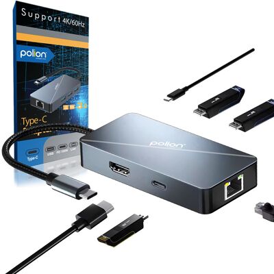 OEM Hub Usb-c, 3 Ports Usb-a, Usb-c Power Delivery, Rj45, Hdmi - Publicité OEM Hub Usb-c, 3 Ports Usb-a, Usb-c Power Delivery, Rj45, Hdmi - Publicité
