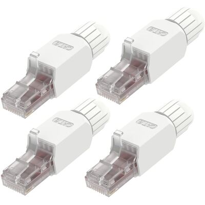 OEM Connecteur Rj45 Cat6 Sans Outil, 1000 Mbps/250 Mhz, Prise Rj45 Utp Plaqué Or, Réutilisable, Compatible Routeur, Switch, Modem Optique, Pc, Facili Da Installare, Blanc, Lot De 4 - Publicité OEM Connecteur Rj45 Cat6 Sans Outil, 1000 Mbps/250 Mhz, Prise Rj45 Utp Plaqué Or, Réutilisable, Compatible Routeur, Switch, Modem Optique, Pc, Facili Da Installare, Blanc, Lot De 4 - Publicité