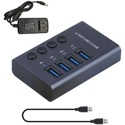 FLAMMKRAFT Hub Usb 3.0 À 4 Ports Avec Adaptateur Secteur 36 W 12 V/3 A, Débit De Données Élevé De 5 Gbit/s - États-unis - Publicité FLAMMKRAFT Hub Usb 3.0 À 4 Ports Avec Adaptateur Secteur 36 W 12 V/3 A, Débit De Données Élevé De 5 Gbit/s - États-unis - Publicité