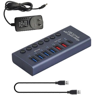 FLAMMKRAFT Hub Usb 7 Ports - Hub Usb 3.0 - Répartiteur En Aluminium - Adaptateur Secteur 12 V 3 A 36 W - Au - Publicité FLAMMKRAFT Hub Usb 7 Ports - Hub Usb 3.0 - Répartiteur En Aluminium - Adaptateur Secteur 12 V 3 A 36 W - Au - Publicité