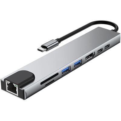OEM Hub Usb-c 8-en-1, Station D'Accueil Multiport Avec Port Ethernet Rj45 4k Hd, Port De Charge Usb 3.0 Pd Et Lecteur De Cartes Sd/tf. Compatible Avec Macbook, Chromebook Et Matebook. Publicité OEM Hub Usb-c 8-en-1, Station D'Accueil Multiport Avec Port Ethernet Rj45 4k Hd, Port De Charge Usb 3.0 Pd Et Lecteur De Cartes Sd/tf. Compatible Avec Macbook, Chromebook Et Matebook. Publicité